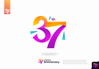 Number 37 logo icon design, 37th birthday logo number, anniversary 37