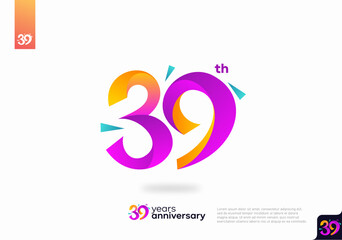Number 39 logo icon design, 39th birthday logo number, anniversary 39