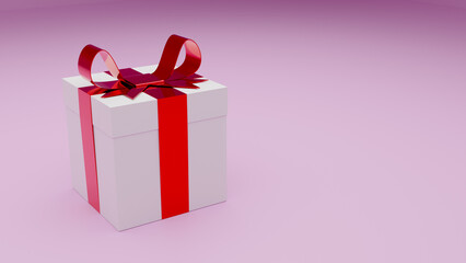 white valentines gift box in pink background