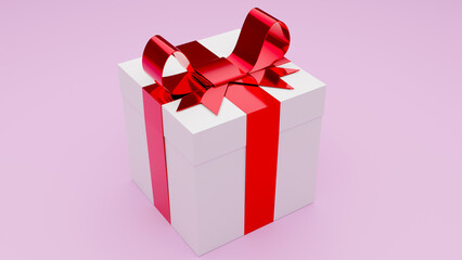 white valentines gift box in pink background