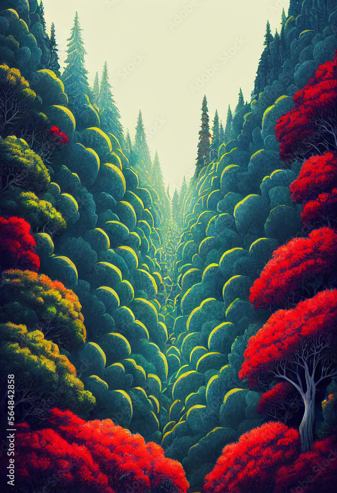 Poster intricate trees fantasy forest line art beautiful generative ai content by midjourney