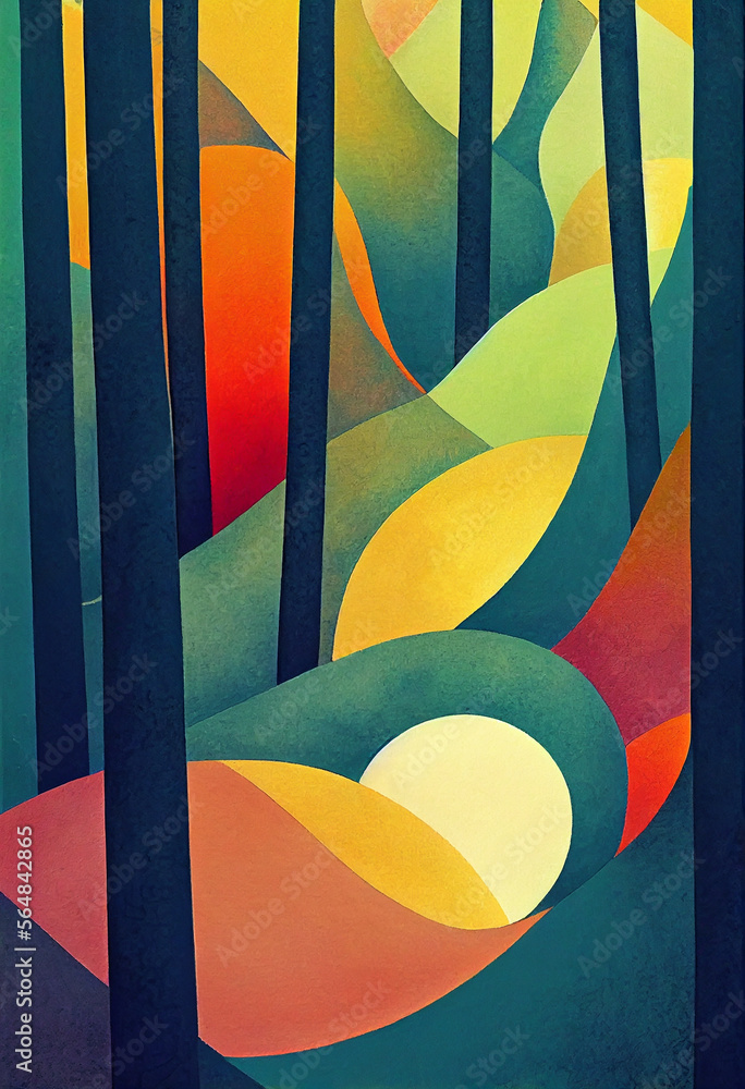 Poster intricate trees fantasy forest line art beautiful generative ai content by midjourney