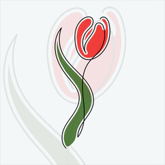 Hand drawn Tulip flower continuous line drawing art vector illustration.