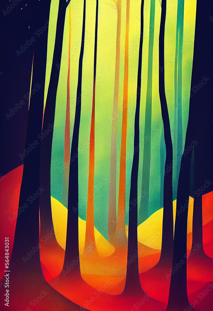 Poster intricate trees fantasy forest line art beautiful generative ai content by midjourney
