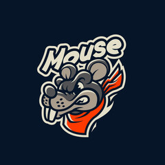 Mouse Retro Logo mascot for Sports Team