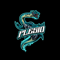 Plesiosaurus Dinosaur Mascot Logo for Gaming and Sport Team