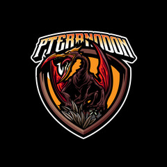 Pteranodon Dinosaur Mascot Logo for Gaming and Sport Team © Febrian Satria