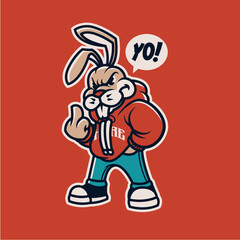 Rabbit Retro Logo mascot for Sports Team
