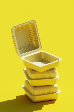 Empty Takeaway burger boxes. Concept 3d illustration.
