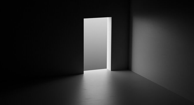 Metaphysics dark room with door