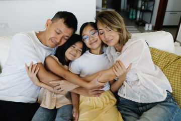 Family together at home