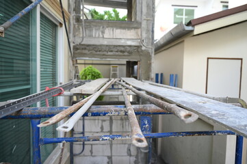 gray and blue steel for construction building