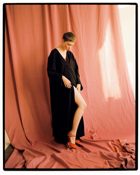 Girl standing in studio