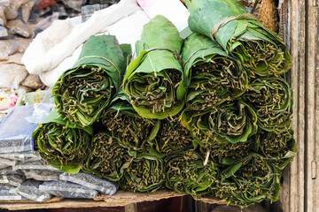 Betel leaves on sale in the streets of Kathmandu, Nepal