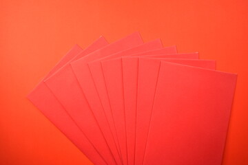 red envelope on red background for card design on chinese day