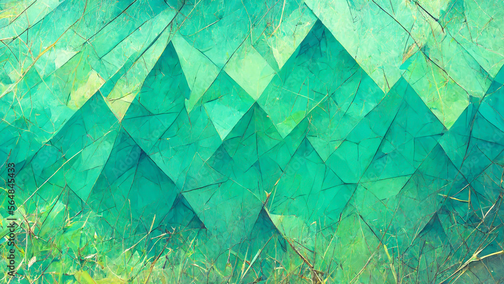 Aufkleber abstract background consisting of triangles. gradient green color illustration generative ai content