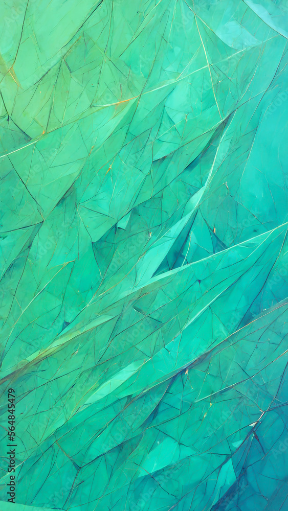 Poster abstract background consisting of triangles. gradient green color illustration generative ai content