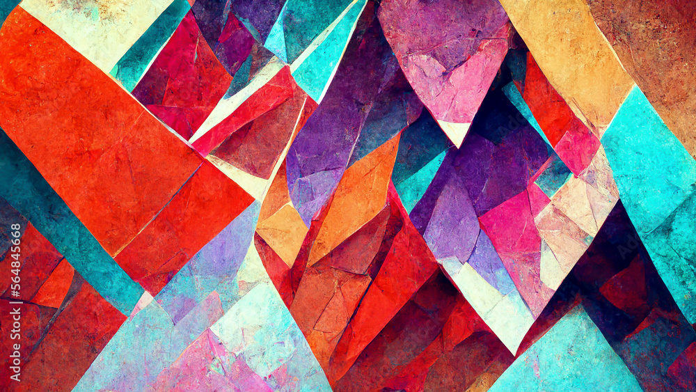 Aufkleber abstract background consisting of triangles. gradient red color illustration generative ai content b