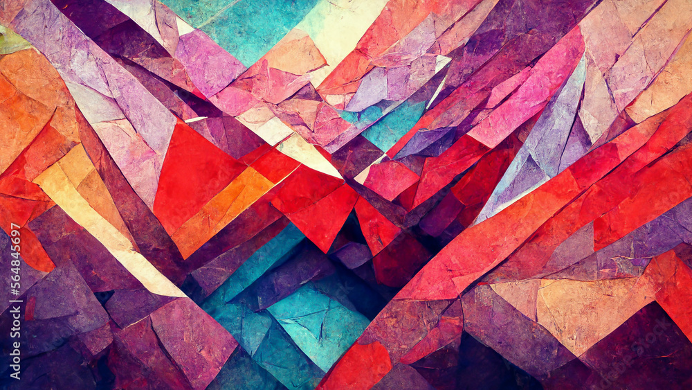Poster abstract background consisting of triangles. gradient red color illustration generative ai content b