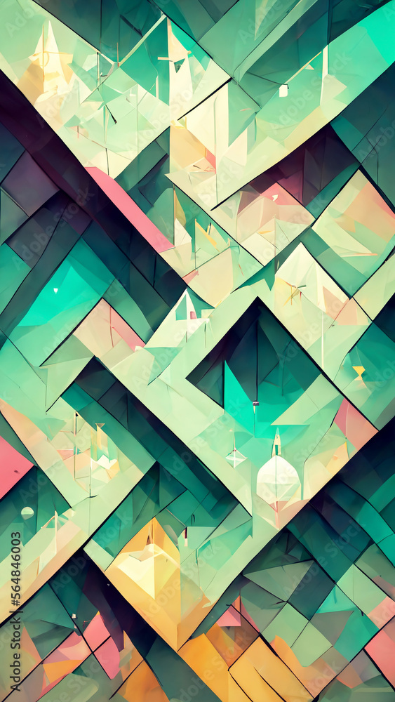 Poster green space geometric magic square background illustration generative ai content by midjourney