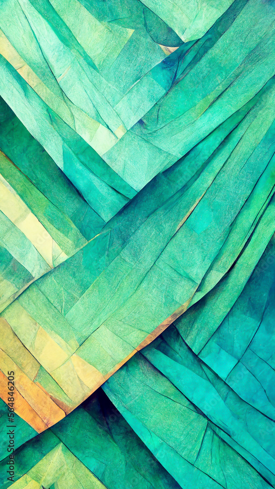 Poster abstract background consisting of triangles. gradient green color illustration generative ai content