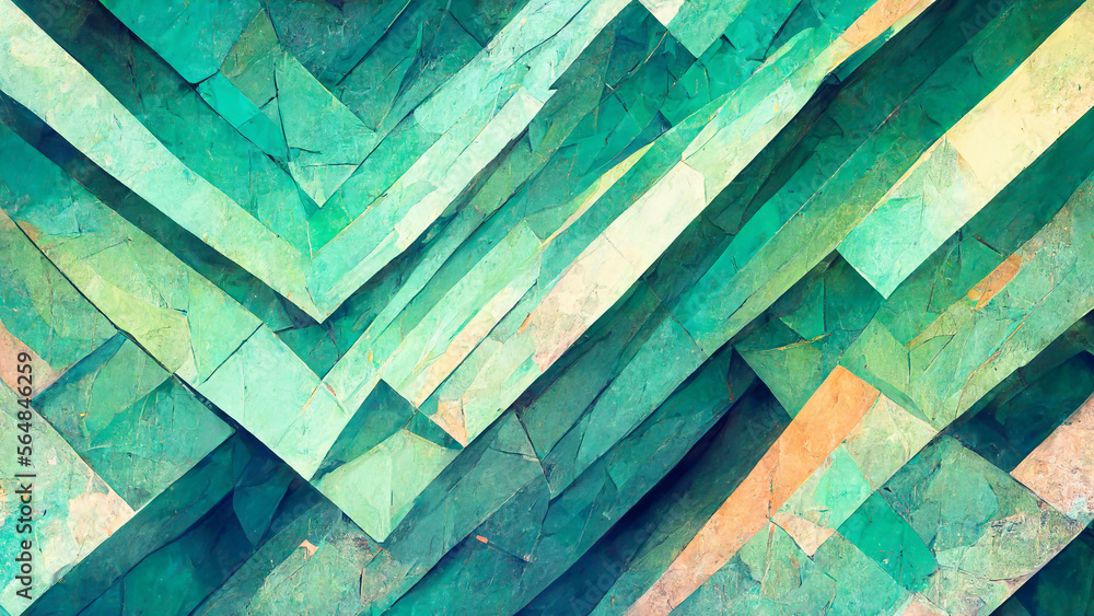 Aufkleber abstract background consisting of triangles. gradient green color illustration generative ai content