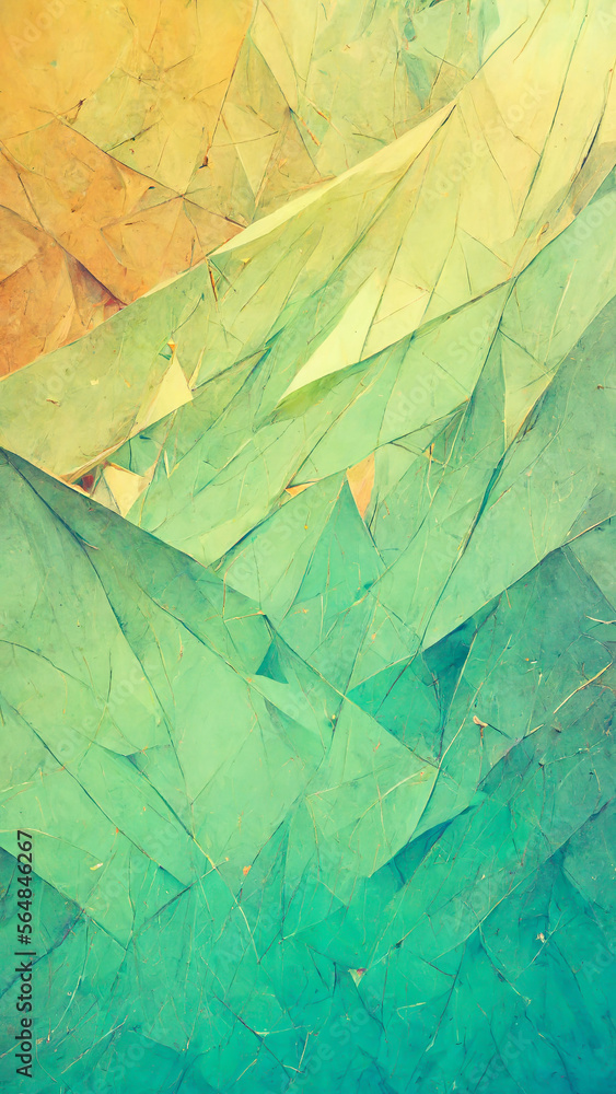 Poster abstract background consisting of triangles. gradient green color illustration generative ai content