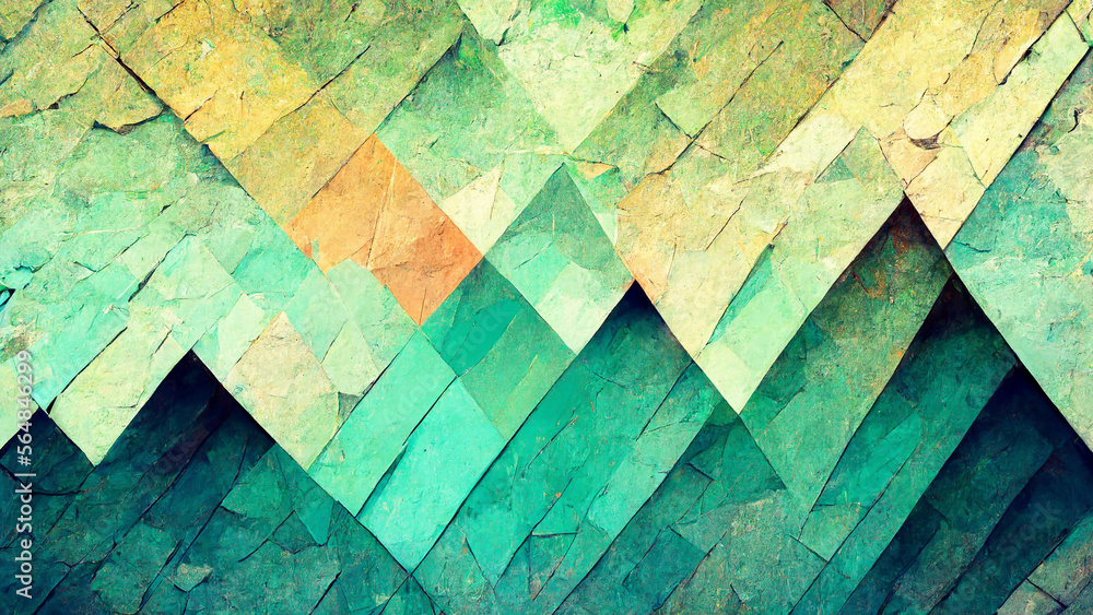 Poster abstract background consisting of triangles. gradient green color illustration generative ai content