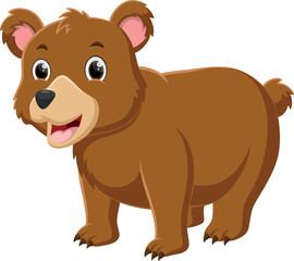 Cartoon brown bear isolated on white background