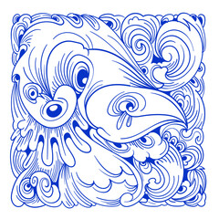 Vector abstract ethnic and culture doodle illustration in blue color for background