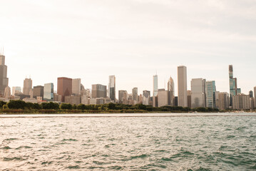 Fototapeta premium Skyline View across Lake Michigan of Chicago Illinois