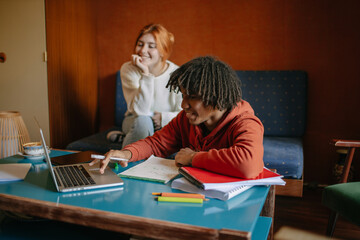 Friends Studying At Home 