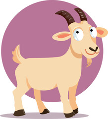 Vector Goat Character Mascot in Vector Style. Funny cartoon representation of a domestic animal 
