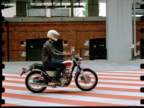 Motorcyclist in an urban environment
