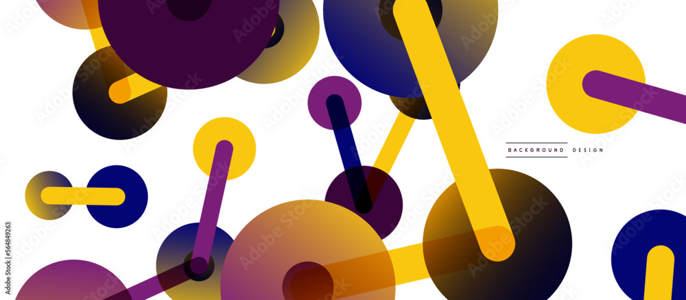 Aufkleber line points connections geometric abstract background. circles connected by lines. trendy techno bus