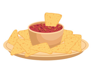 nachos with beans sauce