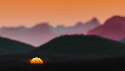 Dark landscape with light sphere