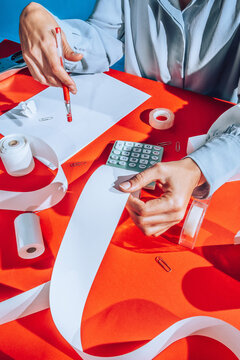 Finance adviser working on account.