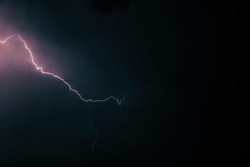 Lightning Bolt Across Stormy Night Sky