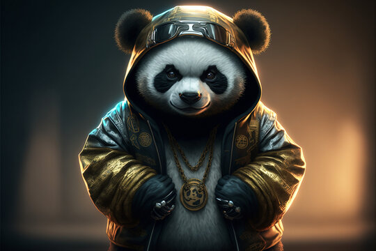 Panda in Hip Hop Outfit , AI generated art work
