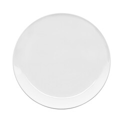 Empty white plate isolated on white background. Top view