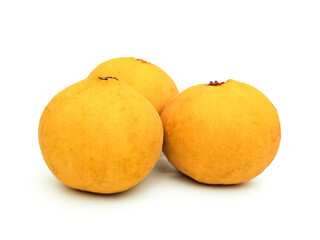 Ripe organic yellow santol Sweet and sour fruit that can be used to cook a variety of dishes both savory and sweet It is high in vitamin C which is beneficial to the body.  put on a white background.