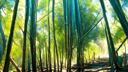 Bamboo Forest Tunnel Landscape Concept Map illustration Generative AI Content by Midjourney