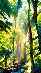 Tropical  Rain forest Landscape Tropical forest Forest illustration Generative AI Content by Midjourney