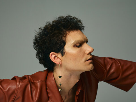 Male model doing dramatic pose