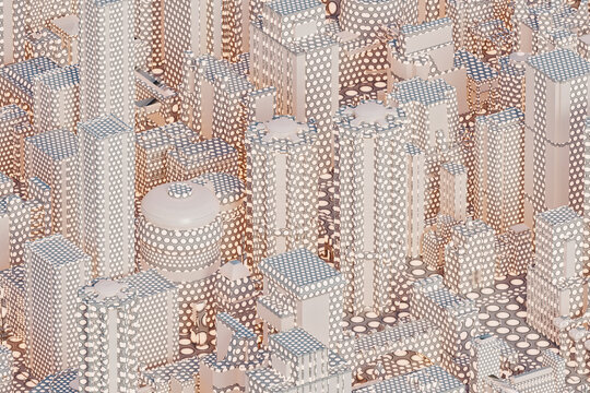 Virtual City In Abstract Materials