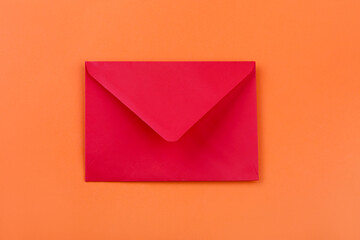 Red envelope on color background