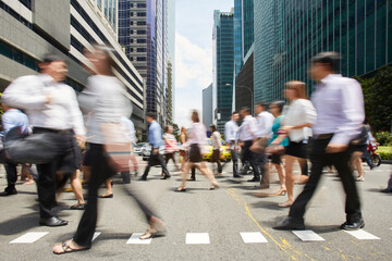 Motion blur city people