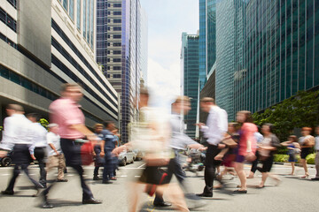 city intersection with people