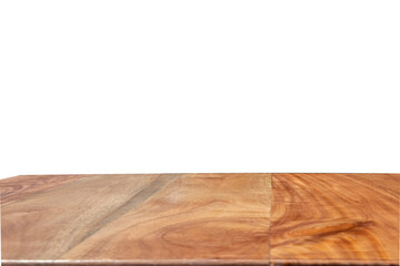 empty wooden table on white background for product display